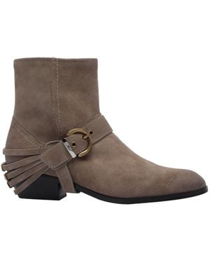 Pinko Buckle-Detail Leather Boots - Brown