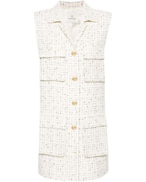 Anine Bing Single-Breasted Tweed Gilet - White