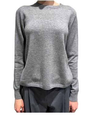 Max Mara Crew Neck Long-Sleeved Knitwear - Gray