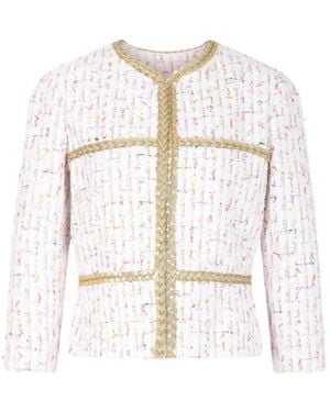 Giambattista Valli Sequin-Woven Tweed Jacket - White