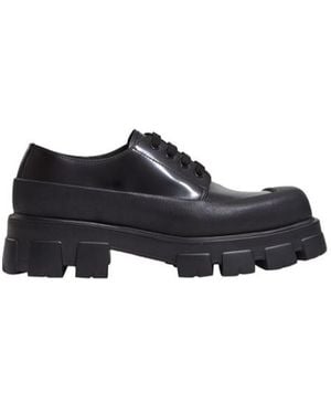 Prada Lace-Up Platform Leather Shoes - Black