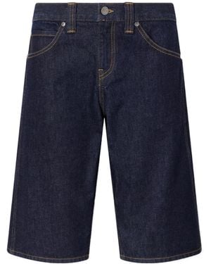 KHAITE Mid-Rise Straight-Leg Shorts - Blue