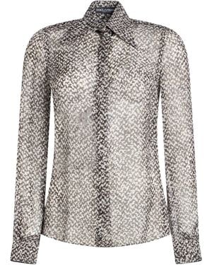 Dolce & Gabbana Two-Tone Long-Sleeved Shirt - Grey