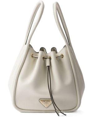 Prada Darling Leather Mini Bucket Bag - White