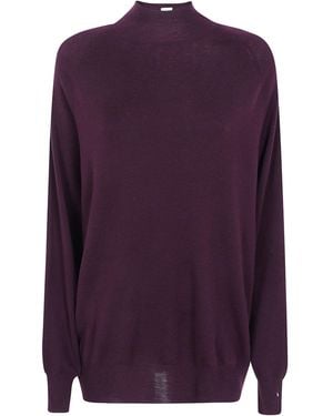 Aspesi High Neck Knitted Sweater - Purple