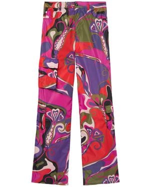 PUCCI Pucci Orchidee Print Cargo Trousers - Red