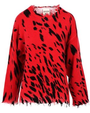 Semicouture Spotted Round Neck Jumper - Red