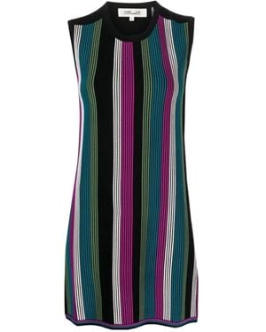 Diane von Furstenberg Vertical Striped Sleeveless Dress - Blue