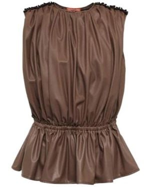 Altuzarra Baldur Pleated Peplum Top - Brown