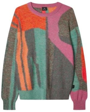 Paul Smith Abstract-Pattern Crew Neck Jumper - Pink