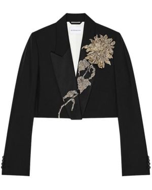 Givenchy Cropped Embroidered Jacket - Black