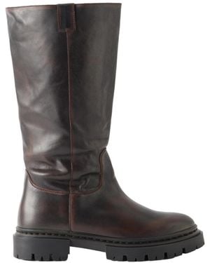 STAUD Emmett Leather Knee Boots - Black