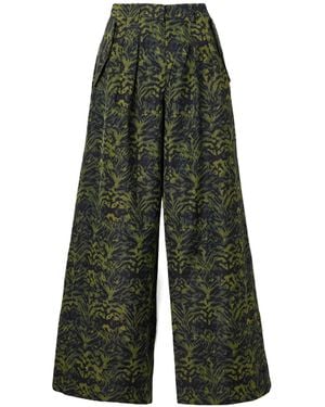 Ulla Johnson Pleated Print Casual Trousers - Green