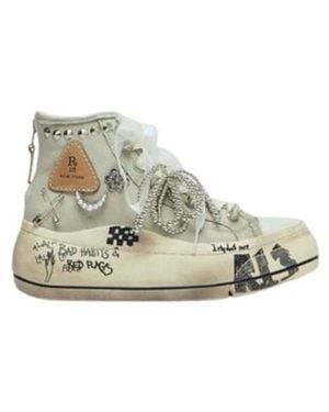 R13 Embellished Platform High-Top Sneakers - Natural