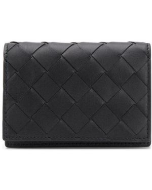 Bottega Veneta Intrecciato Logo Detailed Card Case - Black