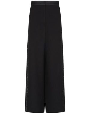 Giorgio Armani Rhinestone-Detail Silk Trousers - Black