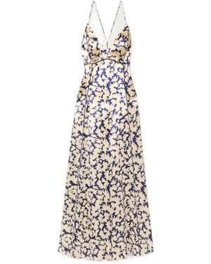 Ulla Johnson Floral-Print Satin Dress With Extremely Long Sleeves - White