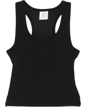 Vetements Logo-Embroidered Tank Top - Black