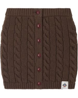 Bally Cable-Knit Wool Mini Skirt - Brown