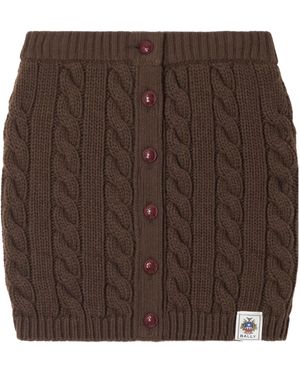 Bally Cable-Knit Wool Mini Skirt - Brown