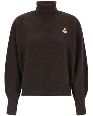 Isabel Marant Isabel Marant Étoile Mock-Neck Logo Knitted Sweater - Black