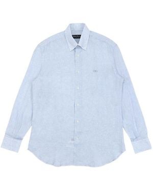 Ferragamo Embroidered Shirt With Logo - Blue