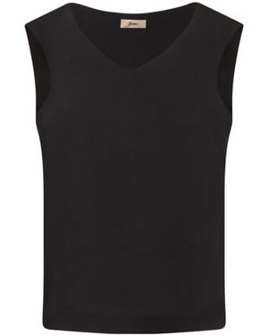 Herno Sleeveless V-Neck Top - Black