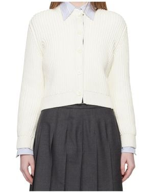 Thom Browne Long-Sleeved Knitted Shirt - White
