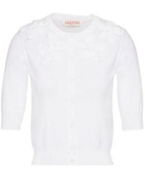 Valentino Embroidered Cotton Cardigan - White