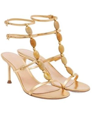 Gianvito Rossi Embellished Leather Sandals - Metallic