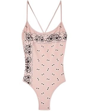 Palm Angels Paisley-Printed Scoop Neck Swimsuit - Pink