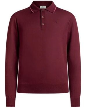 Etro Cotton-Blend Polo Shirt With Pegaso Embroidery - Red