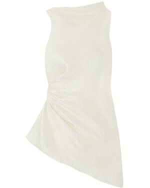 McQueen Mock-Neck Asymmetric Satin Top - White