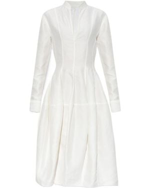 Bottega Veneta Rolled-Up Sleeved Midi Dress - White