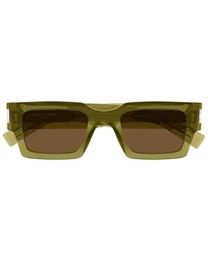 Saint Laurent Eyewear Rectangular Frame Sunglasses - Green