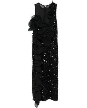 ROTATE BIRGER CHRISTENSEN Sequin Midi Ruffle Dress - Black