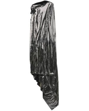 Balenciaga Metallic Draped Asymmetric Sleeveless Mini Dress - White