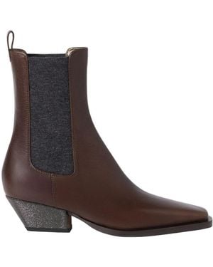 Brunello Cucinelli Chunky Heeled Ankle Boots - Brown