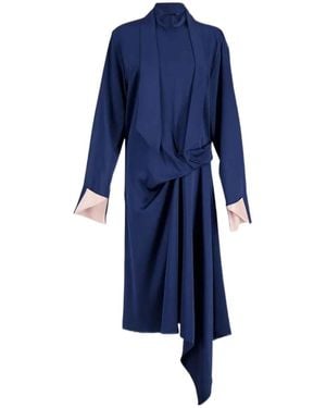 Stella McCartney Draped Satin-Finish Midi Dress - Blue