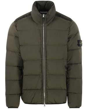 Stone Island Compass-Patch Padded Down Jacket - Green