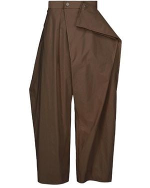 Issey Miyake Akimbo Pleated Wide-Leg Trousers - Brown