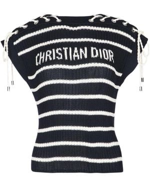Dior Iviera Sweater With Laced Cap Sleeves - Blue