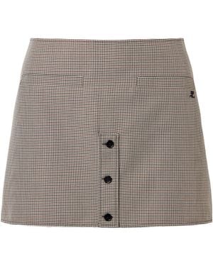 Courreges Houndstooth Mini Skirt - Gray