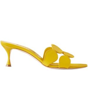 Manolo Blahnik Haribalmu 50 Leather Mules - Yellow