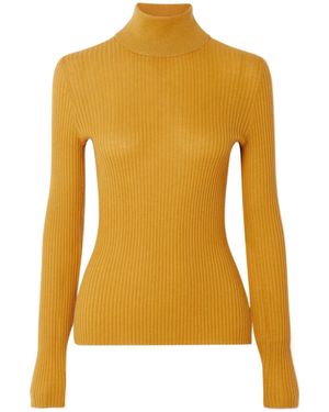 Gabriela Hearst Peppe Ribbed Cashmere And Silk-Blend Turtleneck Jumper - Yellow