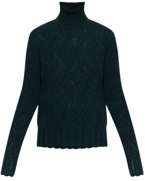 Etro Long Sleeved Turtleneck Knitted Jumper - Blue
