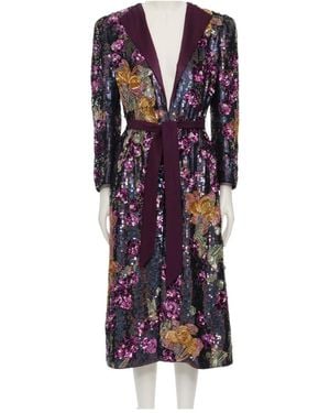 Valentino V-Neck Long-Sleeved Dress - Purple