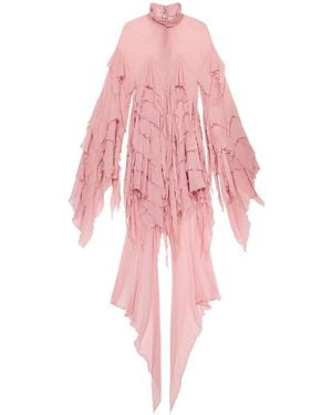 Blumarine Short Georgette Dress With Ruffles - Pink