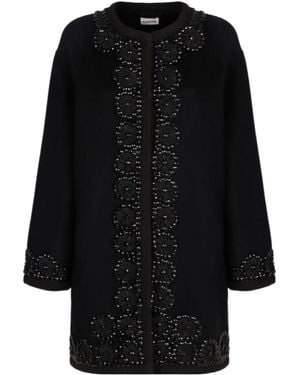 P.A.R.O.S.H. Floral-Embellished Coat - Black