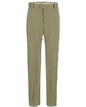 Bottega Veneta High Waist Satin Pants - Green